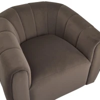 Modern Comfort Club Chair with Boutique-Feel Seat, Semi-Circular Armchair with Integrated Armrests, 37'' L x 32.5'' W x 26.5'' H, Black+Dark Brown(m-8)