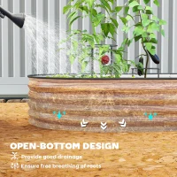 Outsunny 5' x 3' x 1' Large Outdoor Planter Box, Galvanized Raised Garden Bed with Metal Plant Stake, Brown Wood Effect(m-6)