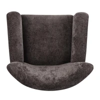 Cozy Wingback Armchair with Premium Fabric Upholstery, Bouclé Accent Chair with Plush Cushioned Seat, 32'' L x 31'' W x 32.5'' H, Dark Brown+Teak(m-8)