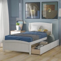 Solid Twin Wood Platform Bed with Strong Pine Legs and Durable Material, Bunk Bed with 2 Drawers Below, 79.5" L x 41.5" W x 37.5" H , White(m-4)