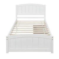 Solid Twin Wood Platform Bed with Strong Pine Legs and Durable Material, Bunk Bed with 2 Drawers Below, 79.5" L x 41.5" W x 37.5" H , White(m-2)
