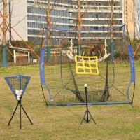 Soozier Baseball Practice Net Set with 7.5x7ft Catcher Net, Ball Caddy and Batting Tee, Portable Pitching Net with Carry Bag for Hitting, Pitching, Batting, Catching, Blue(m-10)
