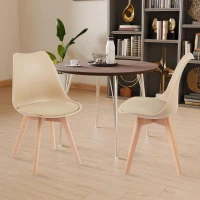 Modern Dining Chairs with Ergonomic High-Density Foam Backrest, Wooden-Legged Side Chairs with PU Leather Upholstery, 19.5L x 16.5W x 32H, khaki(m-7)