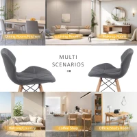 Modern Dining Chair with Backrest and PU Leather Surface, Stain-Resistant Bar Stools with Ergonomic Wood Legs, 18.5'' L x 14.5'' W x 28'' H, Grey(m-6)
