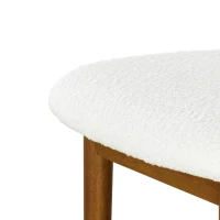 Plush Sherpa Bar Stool Set of 4 with High-Resilience Foam, Indoor Bar Chairs with Premium Rubber Wood Frame, 19'' L x 23'' W x 43'' H, Walnut+White(m-13)