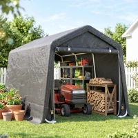 Outsunny 9.2' x 7.9' Garden Storage Tent, Patio Storage Shelter w/ Metal Frame and Double Zipper Doors, Dark Grey(m-10)