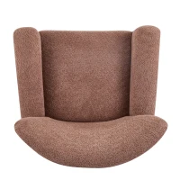 Cozy Wingback Armchair with Premium Fabric Upholstery, Bouclé Accent Chair with Plush Cushioned Seat, 32'' L x 31'' W x 32.5'' H, Coral+Teak(m-8)