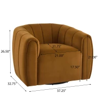 Modern Swivel Club Chair with Boutique-Feel Seat, Semi-Circular Backrest Armchair with Integrated Armrests, 37'' L x 32.5'' W x 26.5'' H, Black+Caramel(m-3)