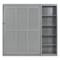 Space-Saving Murphy Bed with 5-layer Folded Cabinet, Solid Murphy Bed Frame with 600 lbs Weight Capacity, 87.5" L x 15.5" W x 83.5" H, Gray(m-9)