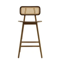 Bari Counter Stools with High-Quality Rubber Wood, Cozy Bar Chairs with Good Breathability and Lumbar Support, 18" L x 20.5" W x 26" H, Walnut(m-2)