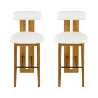 Modern Bar Stool Set of 2 with Premium Rubber Wood Frame, Indoor Bar Chairs with Ergonomic Cylindrical Backrest, 19'' L x 23'' W x 43'' H, Walnut+White(m-4)