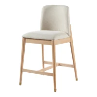 Counter Height Bar Stool Set of 2 with Rubberwood Construction, Modern Bar Chairs with Padded Upholstered Seat, 20'' L x 22.5'' W x 38'' H, Natural(m-5)