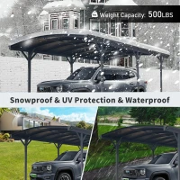 Arched Outdoor Carport with Polycarbonate Waterproof Panels, Covered Driveway Shelter with Durable Frame,118'' L x 227'' W x 86'' H, Gray(m-6)
