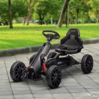 Aosom Kids Pedal Go Kart W/ Adjustable Seat, Swing Axle, Black(m-10)