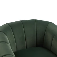 Modern Comfort Club Chair with Boutique-Feel Seat, Semi-Circular Armchair with Integrated Armrests, 37'' L x 32.5'' W x 26.5'' H, Black+Olive Green(m-10)