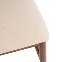 Cozy Lois Indoor Upholstered Wooden Stools with Padded Soft Fabric, Sturdy Bar Chairs with Footrest, 19" L x 22" W x 37" H, Beige+Walnut(m-13)
