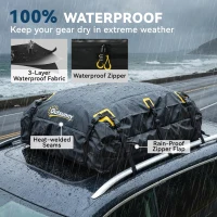 Outsunny Rooftop Cargo Carrier, 21 Cubic Feet Waterproof Soft-Shell Car Roof Storage Bag with Door Hooks, Anti-Slip Mat(m-6)