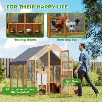 PawHut Large Wooden Chicken Run with Waterproof & Anti-UV Cover, for 6-8 Chickens, for Backyard, Farm, Yellow(m-8)