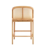 Cozy Counter Stools with Padded Upholstered Seat, Rubberwood Bar Chairs with Reinforced Footrest, 20.5" L x 22.5" W x 6" H, Beige+Natural(m-10)