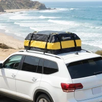 Outsunny Rooftop Cargo Carrier, 15 Cubic Feet Waterproof Soft-Shell Car Roof Storage Bag with Door Hooks, Anti-Slip Mat(m-1)