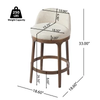Counter Height Bar Stools with Rubber Wood Frame, Modern Bar Chairs with Upholstered Ergonomic Seat, 18.5'' L x 18.5'' W x 33'' H, Beige+Walnut(m-3)