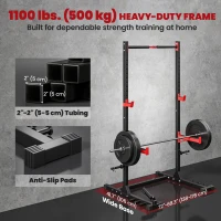 Soozier Power Cage Squat Rack, 1100 lb Capacity Power Rack with Pull-Up Bar, Adjustable Width, Adjustable J-Hooks, Safety Arms(m-4)