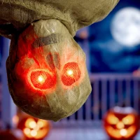 HOMCOM 6FT Life Size Halloween Hanging Mummy, Upside Down Cocoon Dead Body Decoration with Sound Touch Activated(m-8)