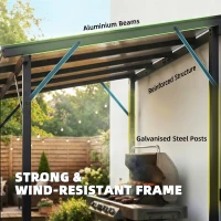 Outsunny Hardtop Grill Gazebo, Lean-to BBQ Shelter with Polycarbonate Roof for Outdoor, Patio, Lawn(m-6)