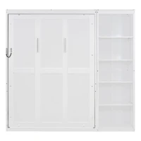 Space-Saving Murphy Bed with 5-layer Folded Cabinet, Solid Murphy Bed Frame with 600 lbs Weight Capacity, 87.5" L x 15.5" W x 83.5" H, White(m-9)