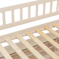 Full XL Over Queen Bunk Bed with Built-In Storage Shelf and Safety Rope, Useful Bed Frame with Pegboard Side Panel, 83.5" L x 62.5" W x 59" H, Beige(m-15)