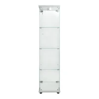 Floor-Standing Curio Bookcase with Tempered Glass Door, LED Glass Display Cabinet with Adjustable Feet, 16.5'' L x 14.5'' W x 64.5'' H, White(m-2)