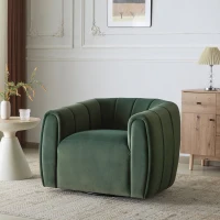 Modern Comfort Club Chair with Boutique-Feel Seat, Semi-Circular Armchair with Integrated Armrests, 37'' L x 32.5'' W x 26.5'' H, Black+Olive Green(m-1)
