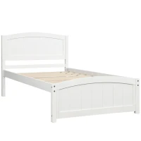 Twin Wood Platform Bed with Durable Material and Light Weight, Solid Bed Frame with 10 Evenly Spaced Slats, 79.5" L x 41.5" W x 35.5" H, White(m-10)