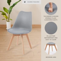Modern Dining Chairs with Ergonomic High-Density Foam Backrest, Wooden-Legged Side Chairs with PU Leather Upholstery, 19.5L x 16.5W x 32H, Grey(m-4)