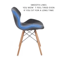 Modern Dining Chair with Backrest and PU Leather Surface, Stain-Resistant Bar Stools with Ergonomic Wood Legs, 18.5'' L x 14.5'' W x 28'' H, Black(m-5)