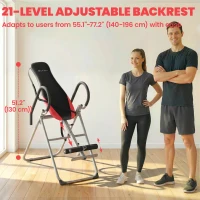 Soozier Inversion Table, Heavy Duty Folding Inversion Table with Adjustable Ankle Lock and Safety Belt for Pain Relief Therapy, Black & Red(m-6)