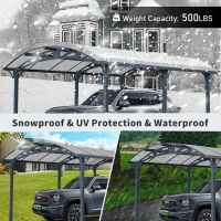 Outdoor Arch Carport with Galvanized Steel Connectors, Covered Driveway Shelter with Ground Anchor Kit, 139'' L x 190'' W x 99'' H, Gray(m-6)