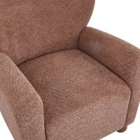 Cozy Wingback Armchair with Premium Fabric Upholstery, Bouclé Accent Chair with Plush Cushioned Seat, 32'' L x 31'' W x 32.5'' H, Coral+Teak(m-10)
