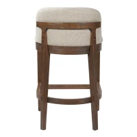 Counter Height Bar Stools with Foam Upholstered Seat, Modern Bar Chairs with Ergonomic Curved Back, 19.5'' L x 21.5'' W x 33'' H, Beige+Walnut(m-8)
