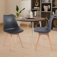 Modern Dining Chairs with Ergonomic High-Density Foam Backrest, Wooden-Legged Side Chairs with PU Leather Upholstery, 19.5L x 16.5W x 32H, Black(m-7)