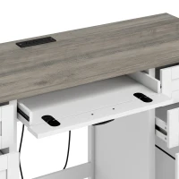 HOMCOM Computer Desk with Drawers Office Desk with 7 Drawers Charging Station Study Table 57" Brown White(m-10)