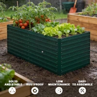 Outsunny 5' x 3' x 2' Raised Garden Bed, Galvanized Planter Box for Growing Flowers, Herbs and Vegetables, Green(m-5)