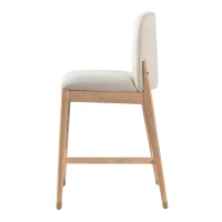 Counter Height Bar Stool Set of 2 with Rubberwood Construction, Modern Bar Chairs with Padded Upholstered Seat, 20'' L x 22.5'' W x 38'' H, Natural(m-6)