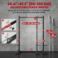 Soozier Power Cage Squat Rack, 1100 lb Capacity Power Rack with Pull-Up Bar, Adjustable Width, Adjustable J-Hooks, Safety Arms(m-7)