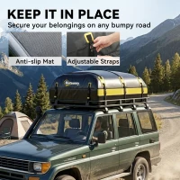 Outsunny Rooftop Cargo Carrier, 21 Cubic Feet Waterproof Soft-Shell Car Roof Storage Bag w/ Door Hooks, Reflective Arrows, Yellow(m-6)