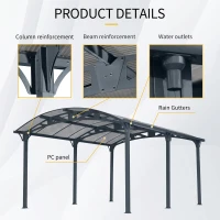 Outdoor Arch Carport with Galvanized Steel Connectors, Covered Driveway Shelter with Ground Anchor Kit, 139'' L x 190'' W x 99'' H, Gray(m-4)