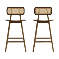 Bari Counter Stools with High-Quality Rubber Wood, Cozy Bar Chairs with Good Breathability and Lumbar Support, 18" L x 20.5" W x 26" H, Walnut(m-4)