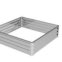 Outsunny 4' x 4' x 1' Galvanized Raised Garden Bed, Metal Garden Box with Open Bottom, Easy Assembly Outdoor Planter Box for Vegetables Flowers Herbs, Silver(m-12)