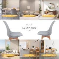 Modern Dining Chairs with Ergonomic High-Density Foam Backrest, Wooden-Legged Side Chairs with PU Leather Upholstery, 19.5L x 16.5W x 32H, Grey(m-5)
