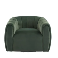 Modern Comfort Club Chair with Boutique-Feel Seat, Semi-Circular Armchair with Integrated Armrests, 37'' L x 32.5'' W x 26.5'' H, Black+Olive Green(m-2)